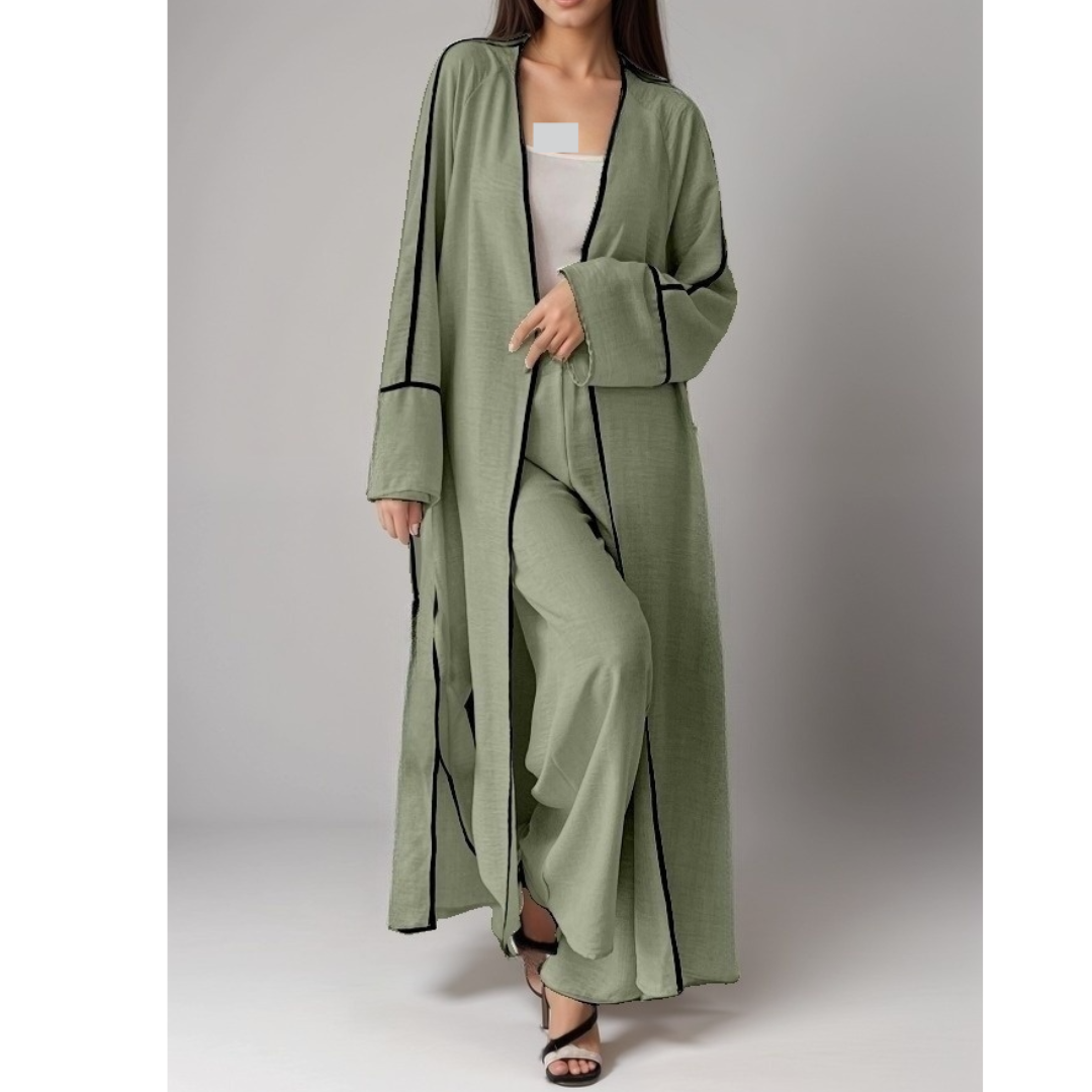 Ensemble 2 pièces - Kimono long et pantalon large Femme  - coupe moderne  – moderne Longue Élégante - Kimono Chic Été 2025