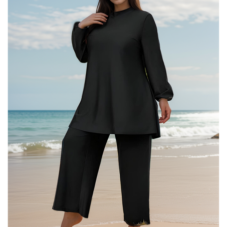 Burkini Noir pantalon large – Élégant, opaque et confortable