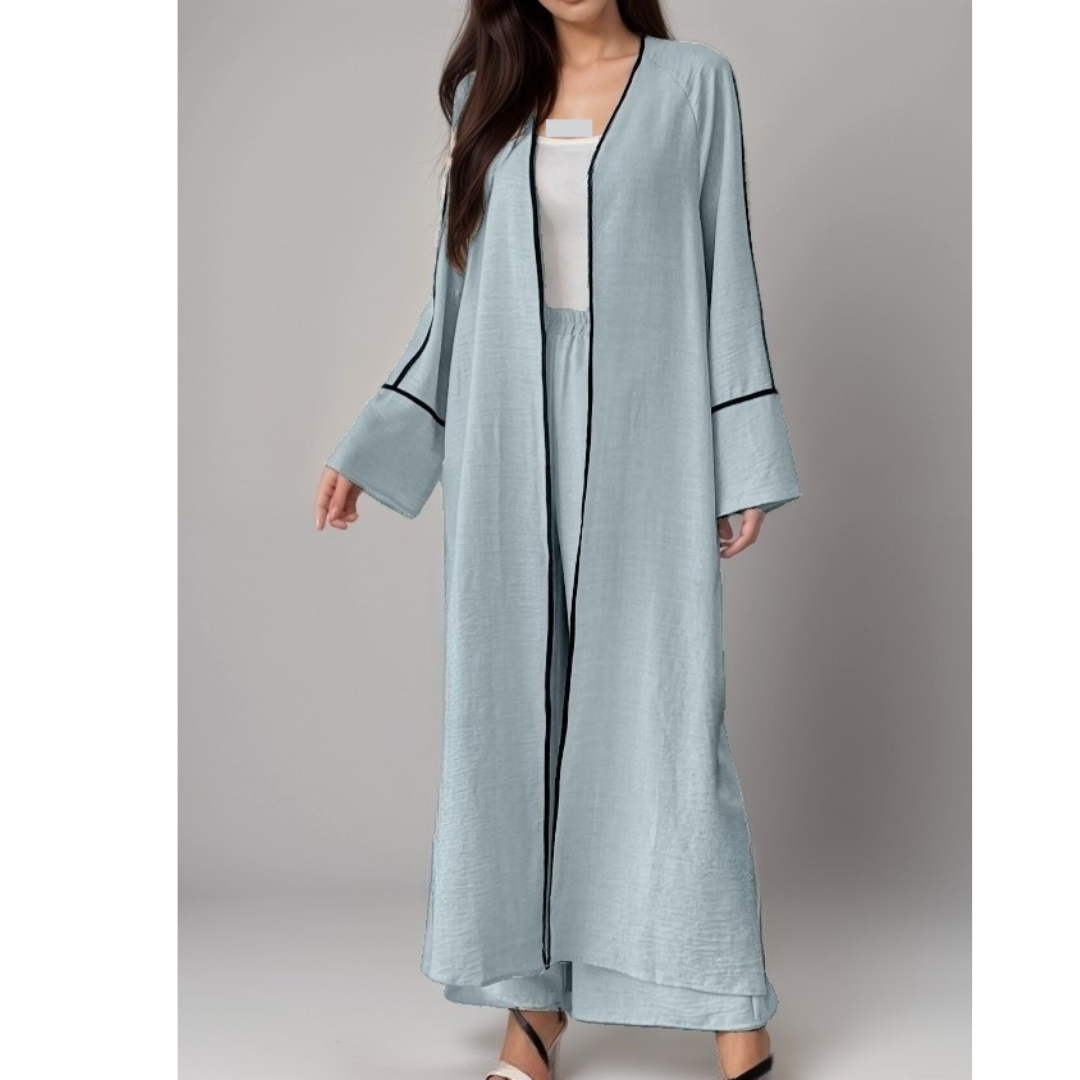Ensemble 2 pièces - Kimono long et pantalon large Femme  - coupe moderne  – moderne Longue Élégante - Kimono Chic Été 2025