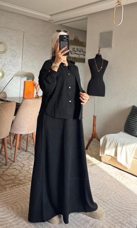 🌸 الطقم القطيفة الدافئ – أناقة مريحة يوميًا