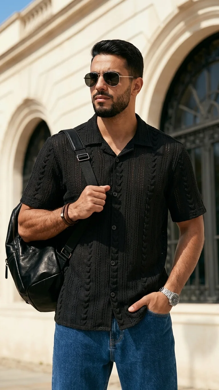 Chemise Knit demi monche