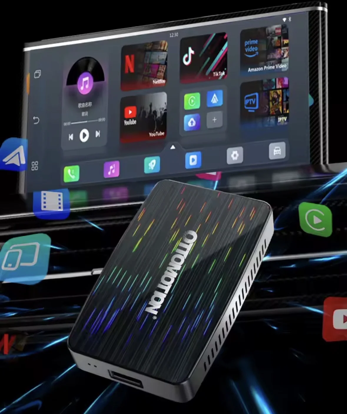 Lecteur multimédia sans fil Carplay et Android Auto