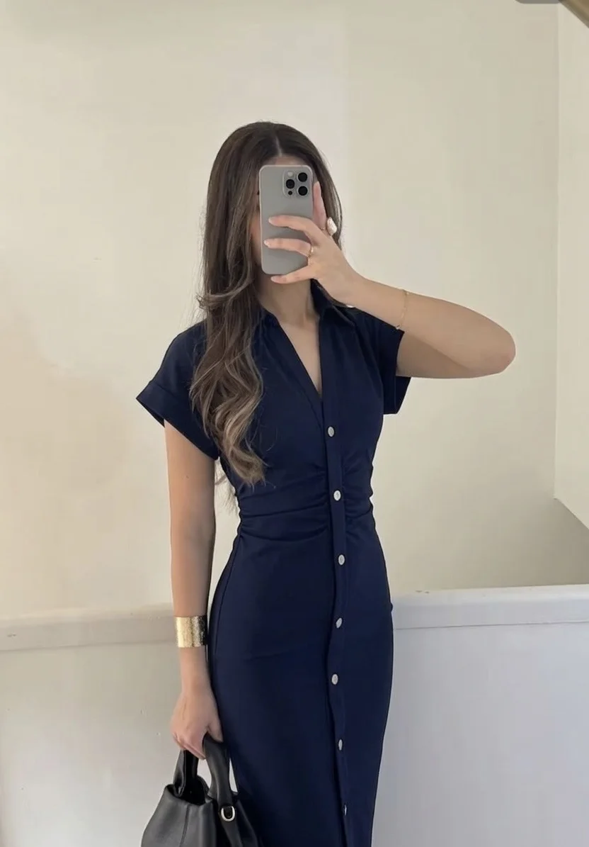 traf blue dress