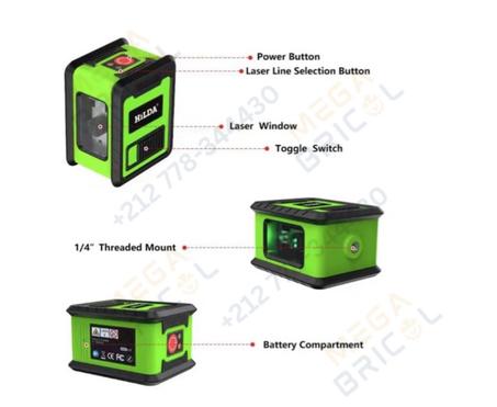 ميزان الليزر المزدوج بالبطاريات