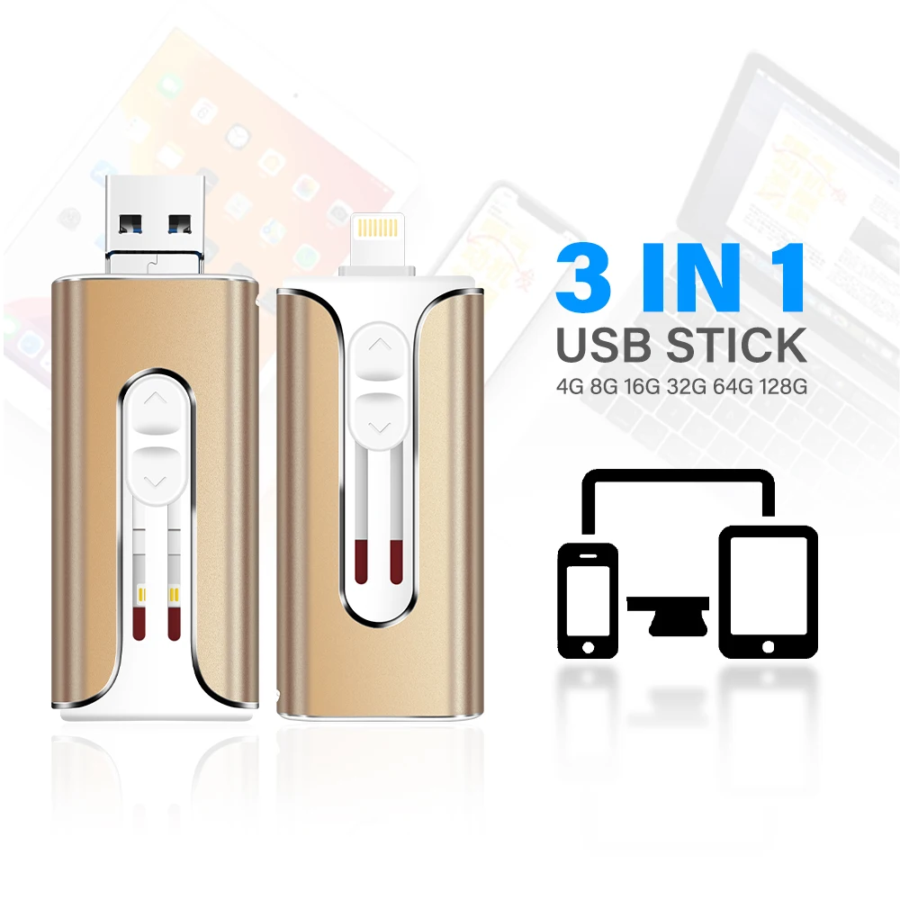 Clé USB  128Go  Compatible Avec iPhone ,adaptateur OTG, Android, ordinateurs