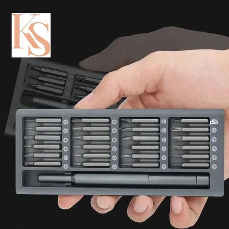 طقم المفكات المغناطيسية لحل جميع مشاكل البراغي والصيانة – 24 مفك في علبة واحدة