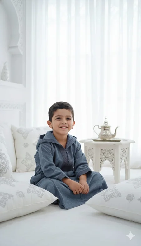 jellaba cachemir bleu