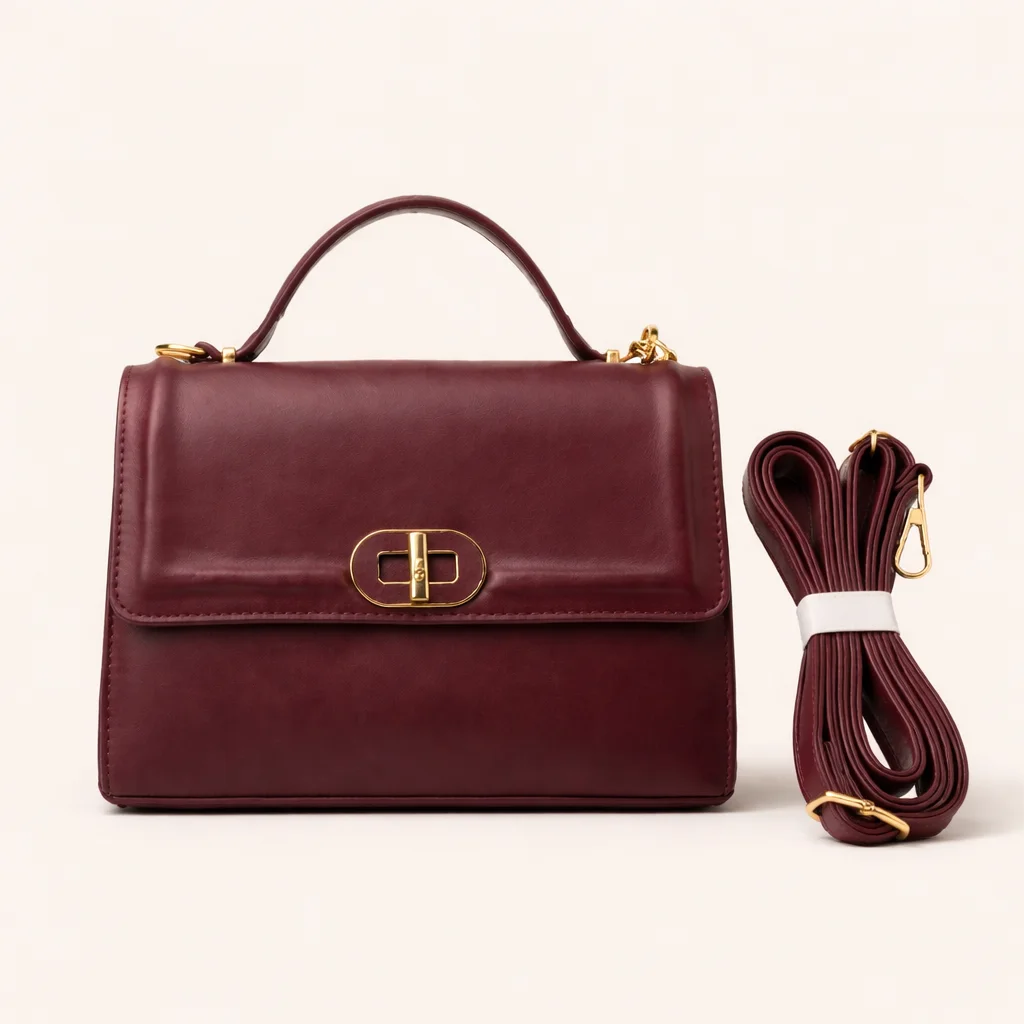 حقيبة نسائية أنيقة بلون خمري – لمسة فخامة يومية