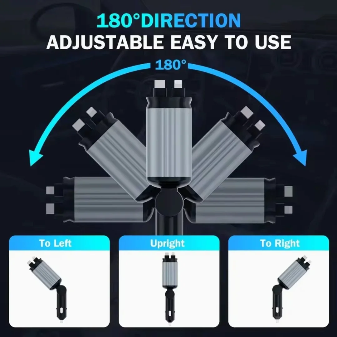 شاحن السيارة الذكي 4 في 1 - قوة 66 واط وشحن سريع لجميع الهواتف 🚀