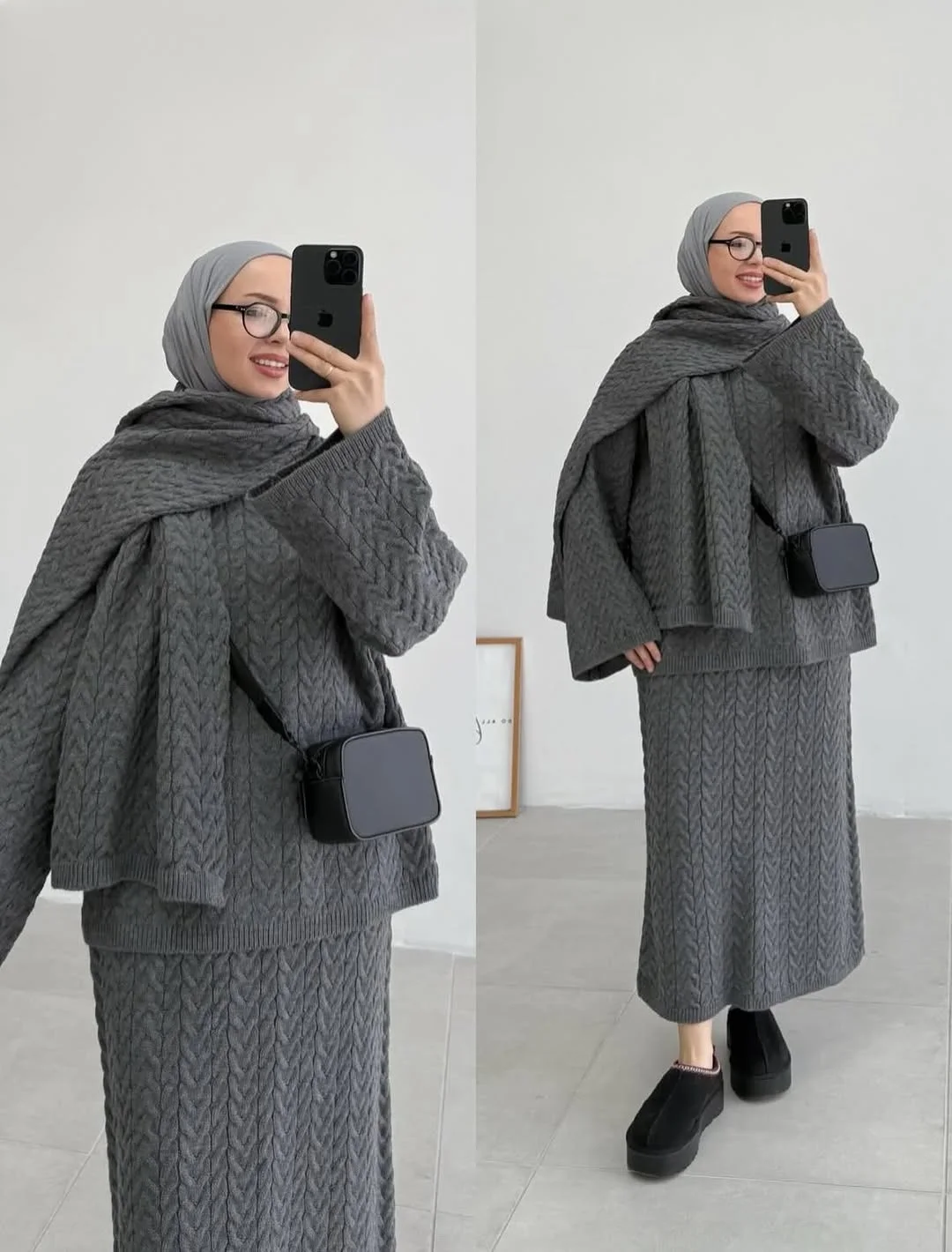 Chic & Cozy – Ensemble 3 Pièces en Maille Torsadée