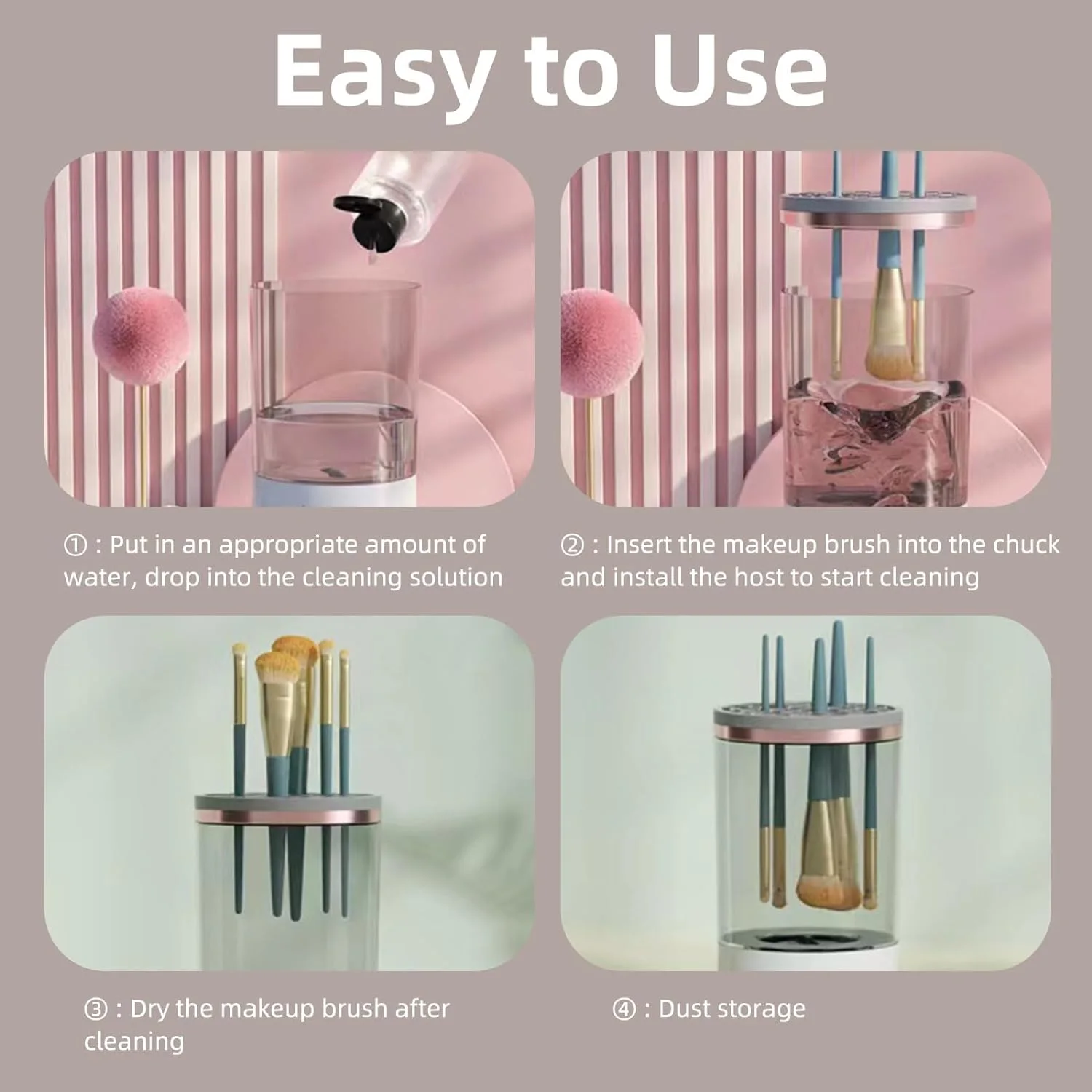 ✨ غسالة فرش المكياج الإلكترونية - نظفي وجففي فراشيك في ثواني وحافظي على بشرتك! 💄🧼