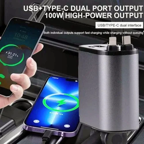 شاحن السيارة الذكي 4 في 1 - قوة 66 واط وشحن سريع لجميع الهواتف 🚀