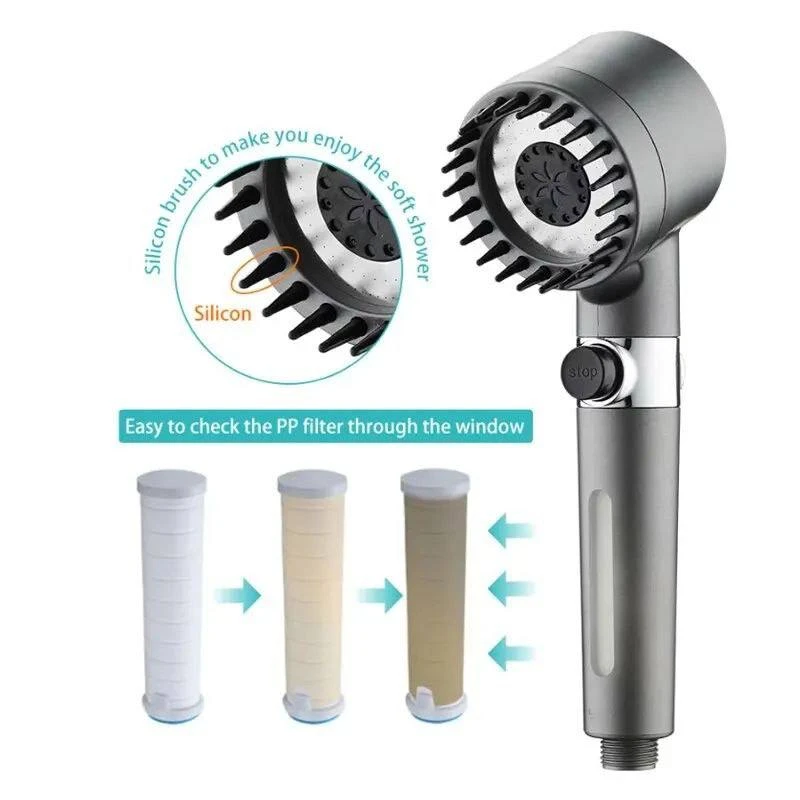 High-Pressure Shower Head with Silicone Bristles