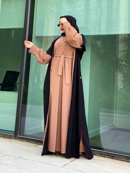 عباية أربع قطع ثوب كريب حرير