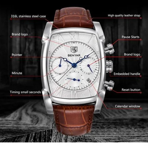 Benyar Montre Hommes Etanche Chronographe - Originale