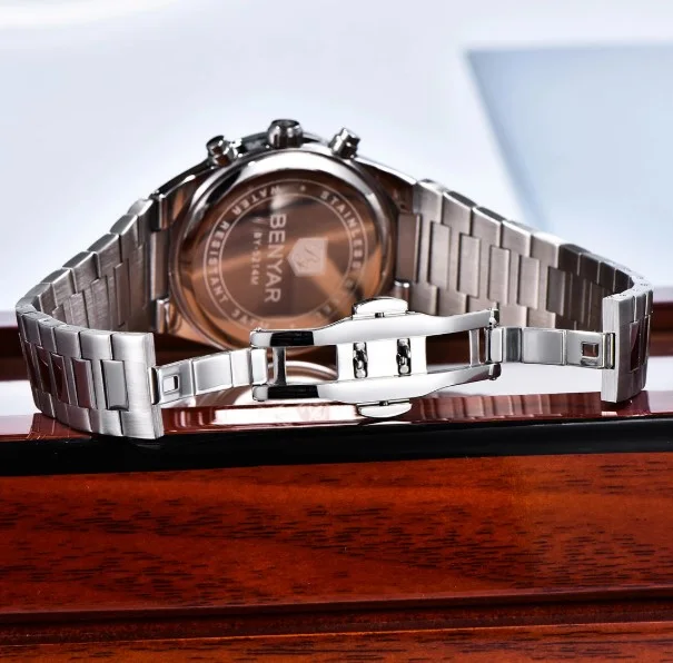 Montre homme Benyar BY-5214 à quartz - Chronographe - Acier inoxydable