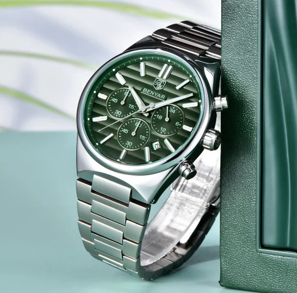 Benyar Montre homme BY-5214 à quartz - argenté vert