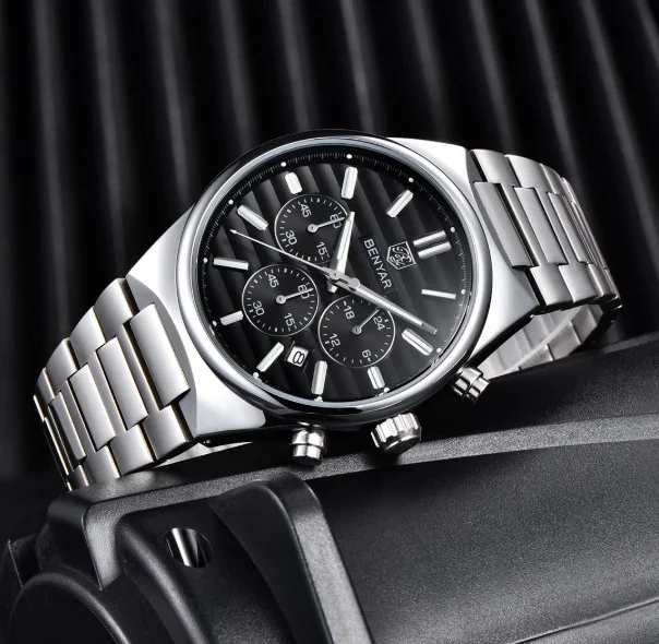 Benyar Montre homme BY-5214 à quartz - argenté noir