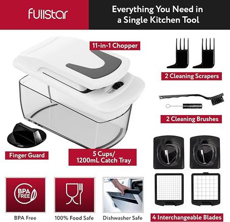 فرامة خضروات - قطاعة شرائح حلزونية للخضراوات - فرامة بصل مع حاوية - فرامة طعام احترافية - قطاعة تقطع مكعبات وقطاعة عادية وقطاعة شرائح سوداء - 4 شفرات من فولستار