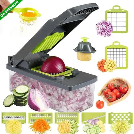 Hachoir À Légumes Mandoline 13 En 1, Trancheuse À Légumes, Légumes Râpés, Hachoir De Cuisine Polyvalent À 7 Lames Réglables