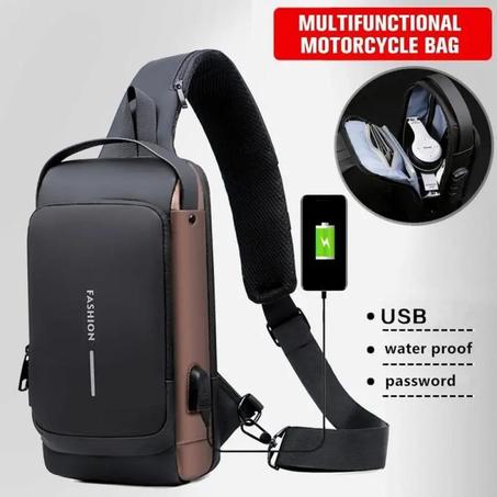 Sac à bandoulière avec port de charge USB et serrure