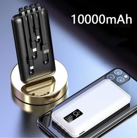 Nouvelle arrivée Offre Spéciale charge rapide Banque d'alimentation  portable Chargeur 4 in1 Câbles intégrés 10000mAh Power Bank
