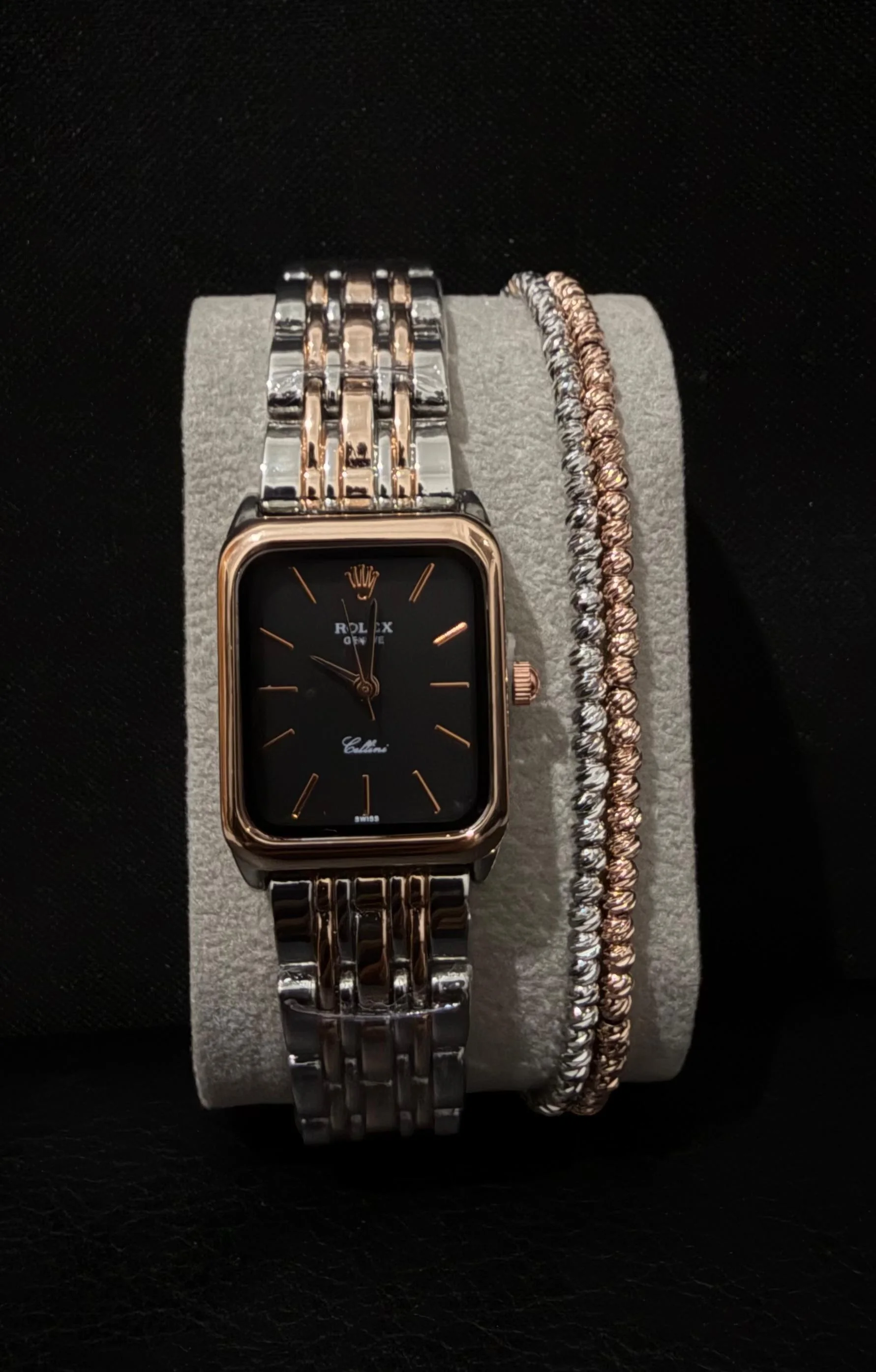 Rolex Cellini Femme avec boucles en Argent/bronze