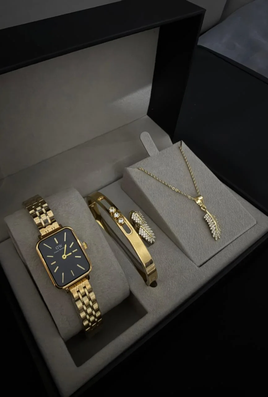 Coffret Élégance Émeraude – Montre Daniel & Ensemble Richa