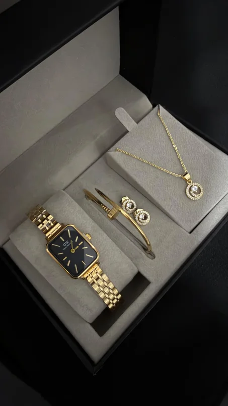 Coffret Élégance Émeraude – Montre Daniel & Ensemble Chic Moderne