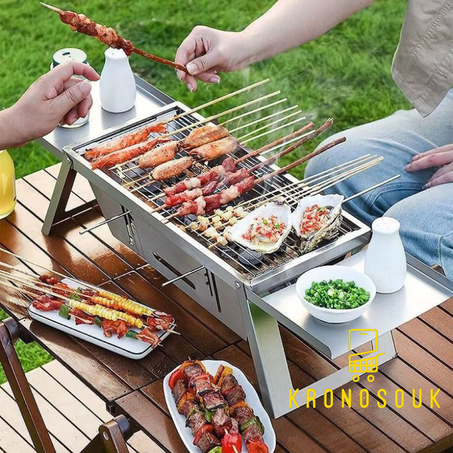 شواية محمولة قابلة للطي من الفولاذ المقاوم للصدأ