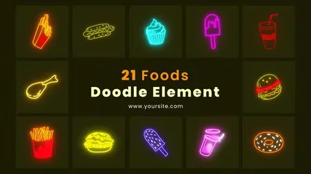 21 Foods Doodle Element Pack