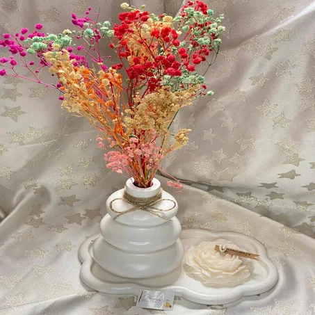 Set Raffiné – Vase Blanc & Bougie Fleur