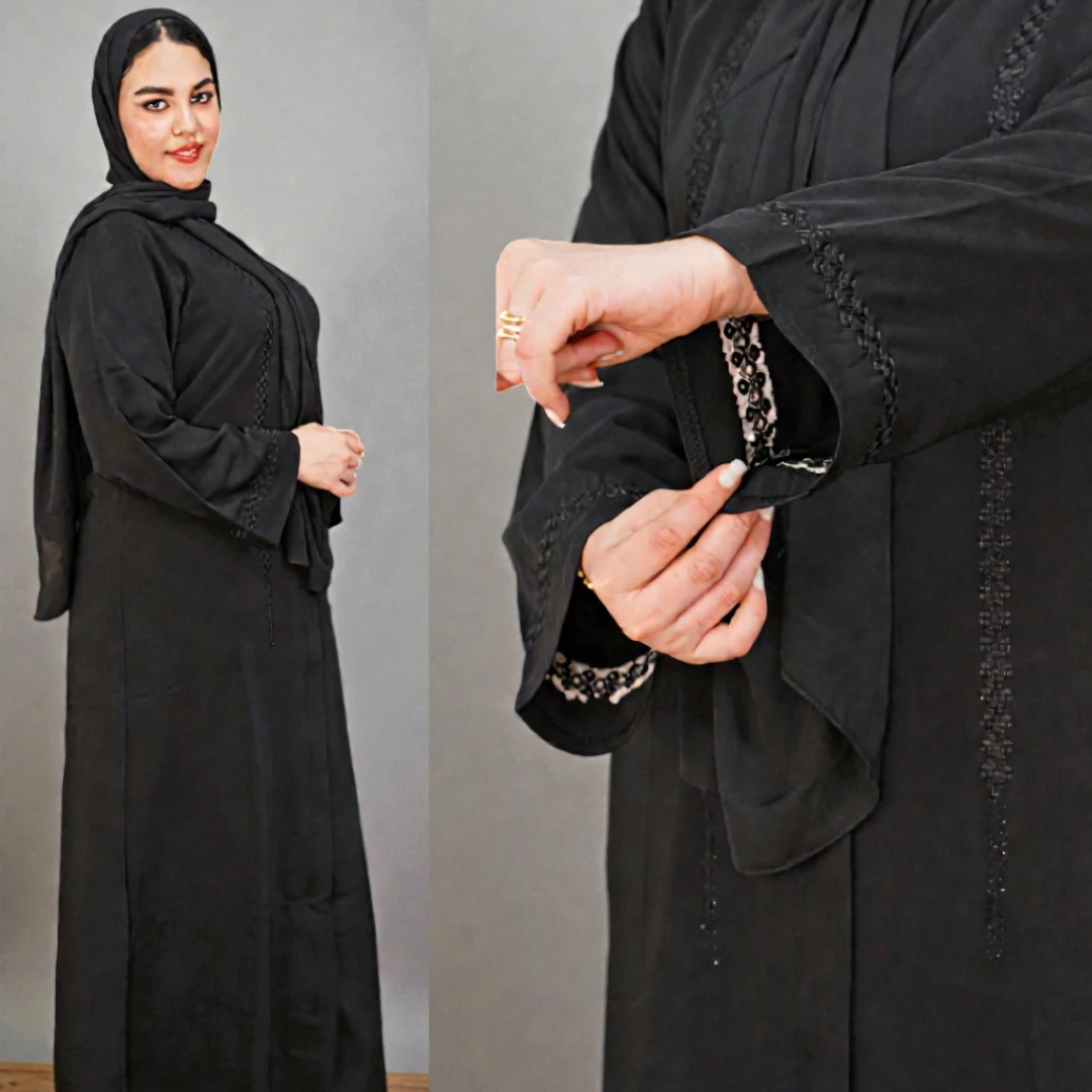 عباية أماراتية بالطرزة + فولار