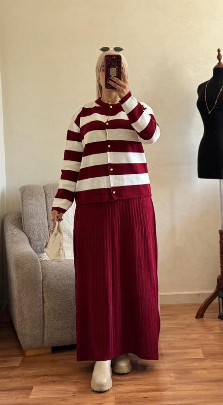 Ensemble rayée jupe plissée