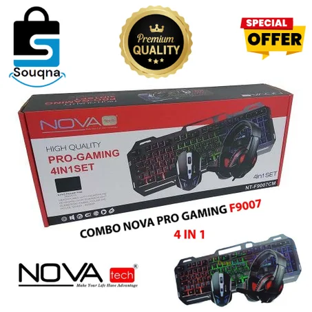 عرض خاص 🔥 Nova Pro Gaming Combo 4 En 1 Souris, Clavier, Casque, Tapis Mouse