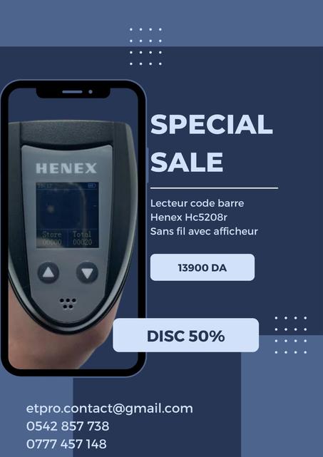 LECTEUR CODE A BARRE SANS FIL BLUETOOTH AVEC AFFICHEUR HENEX