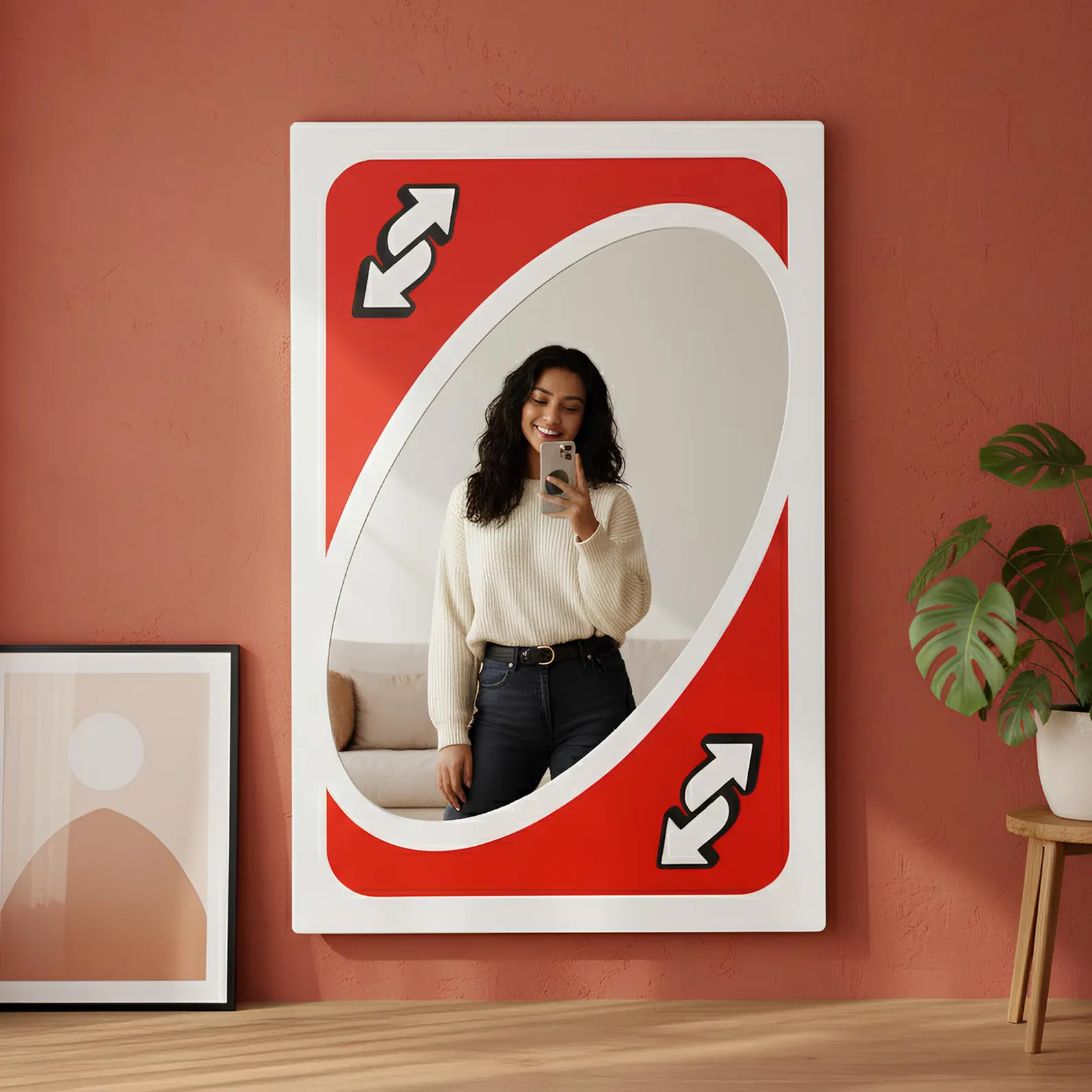 UNO Mirror, UNO Themed Mirror, Card Game Mirror, Uno Card Mirror, Reverse Card Mirro
