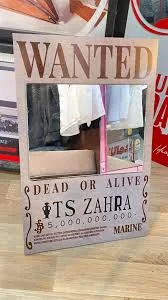 Pirate Bounty Mirror,One Piece Wanted Poster Mirror, Minimalist Anime Decor, Handcrafted Wanted Poster Mirror, Straw Hat Aesthetic Room Decor, Gamer & Otaku Gift