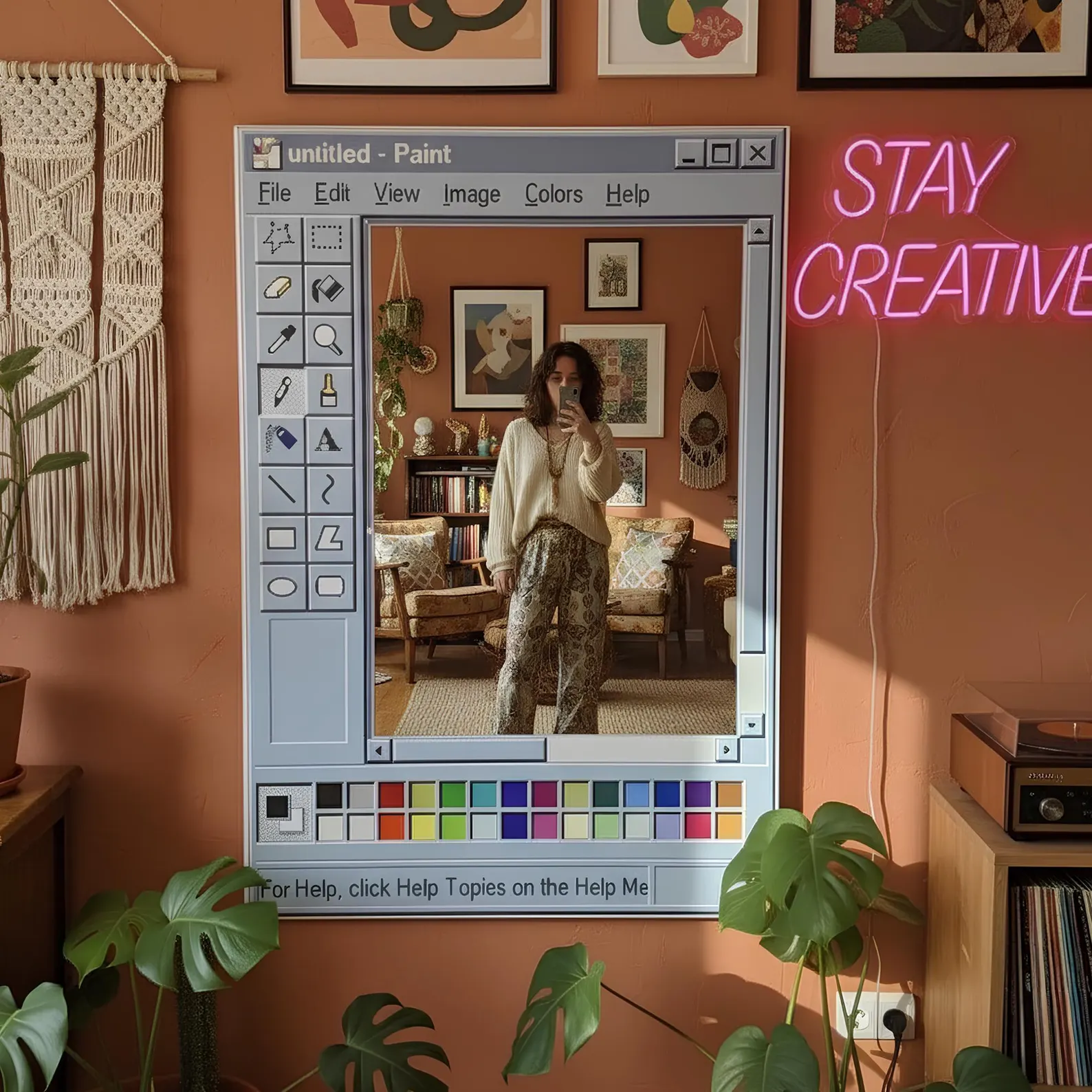 Ms Paint Mirror, Retro Windows Paint Inspired Mirror, Nostalgic Aesthetic Decor, Handmade Pixel Mirror, Paint Mirror, Gift for Designers