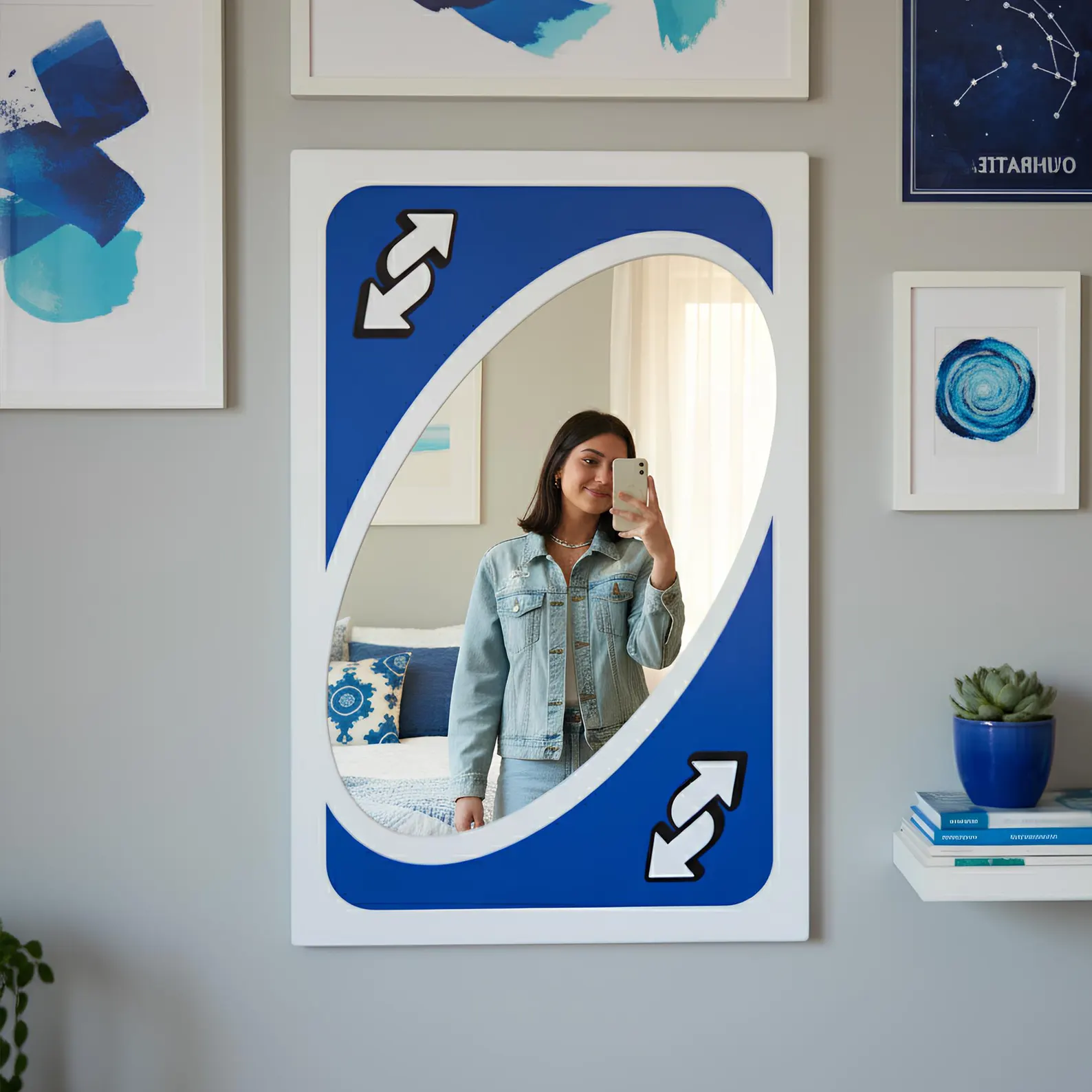 UNO Mirror, UNO Themed Mirror, Card Game Mirror, Uno Card Mirror, Reverse Card Mirro