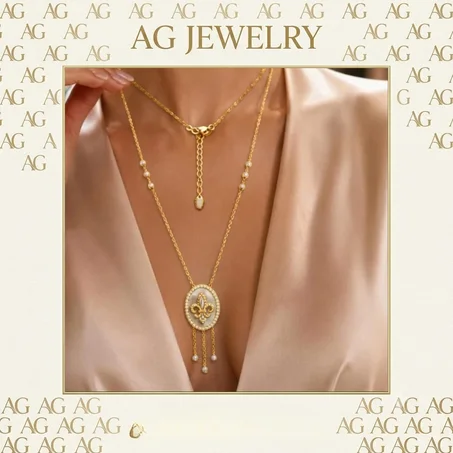 Sautoir Royal "Fleur de Lys" - Collier Long Prestige en Perles