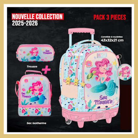 PACK Cartable à roulettes + Sac a repas + Trousse SEA TREASURE