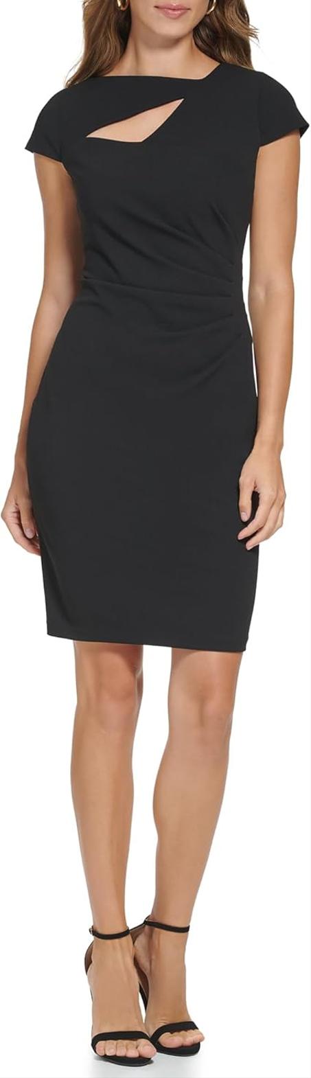 فستان برقبة قارب مكشكشة من الجانب للنساء