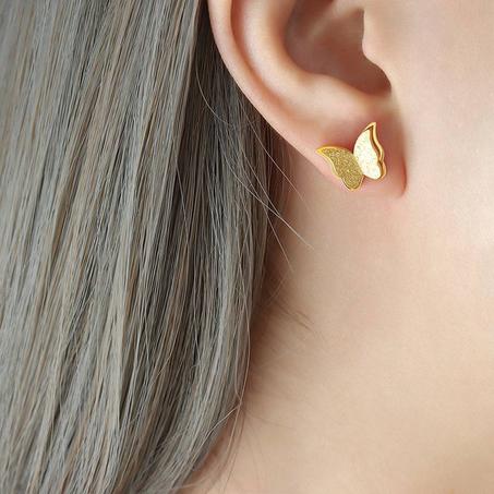 Gold Butterfly Stud Earrings