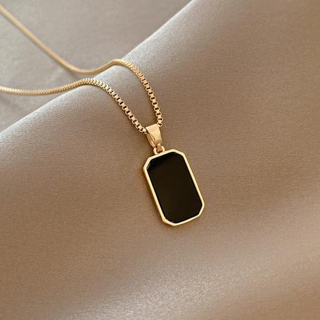 Gold Chain with Black Pendant
