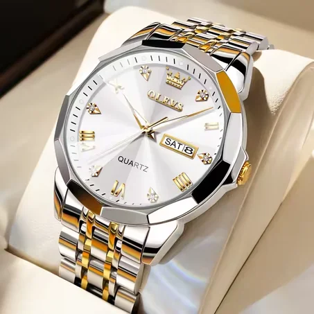 Montre Premium Homme OLEVS 9931 Doré Argent