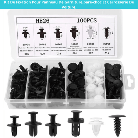 Kit De Fixation Pour Panneau De Garniture,pare-choc Et Carrosserie De Voiture.