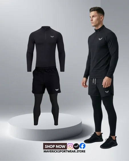 MAVERICK – Ensemble Sport 3 Pièces Homme | Black Edition