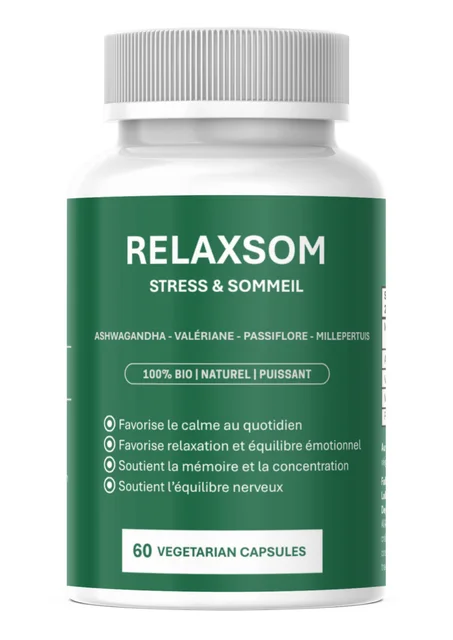 RELAXSOM™ Stress & Sommeil – Complément naturel pour réduire le stress et améliorer le sommeil | 60 gélules végétales