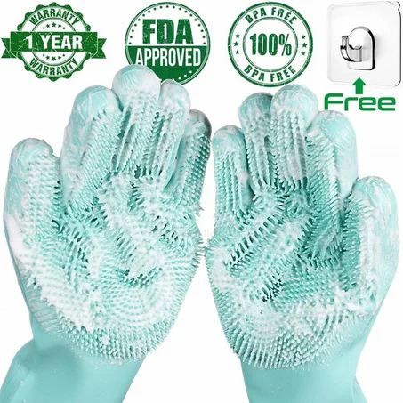 Protection des mains grâce les Gants de lavage de la vaisselle  réutilisables, pour le nettoyage des chambres, des cuisines et des voitures